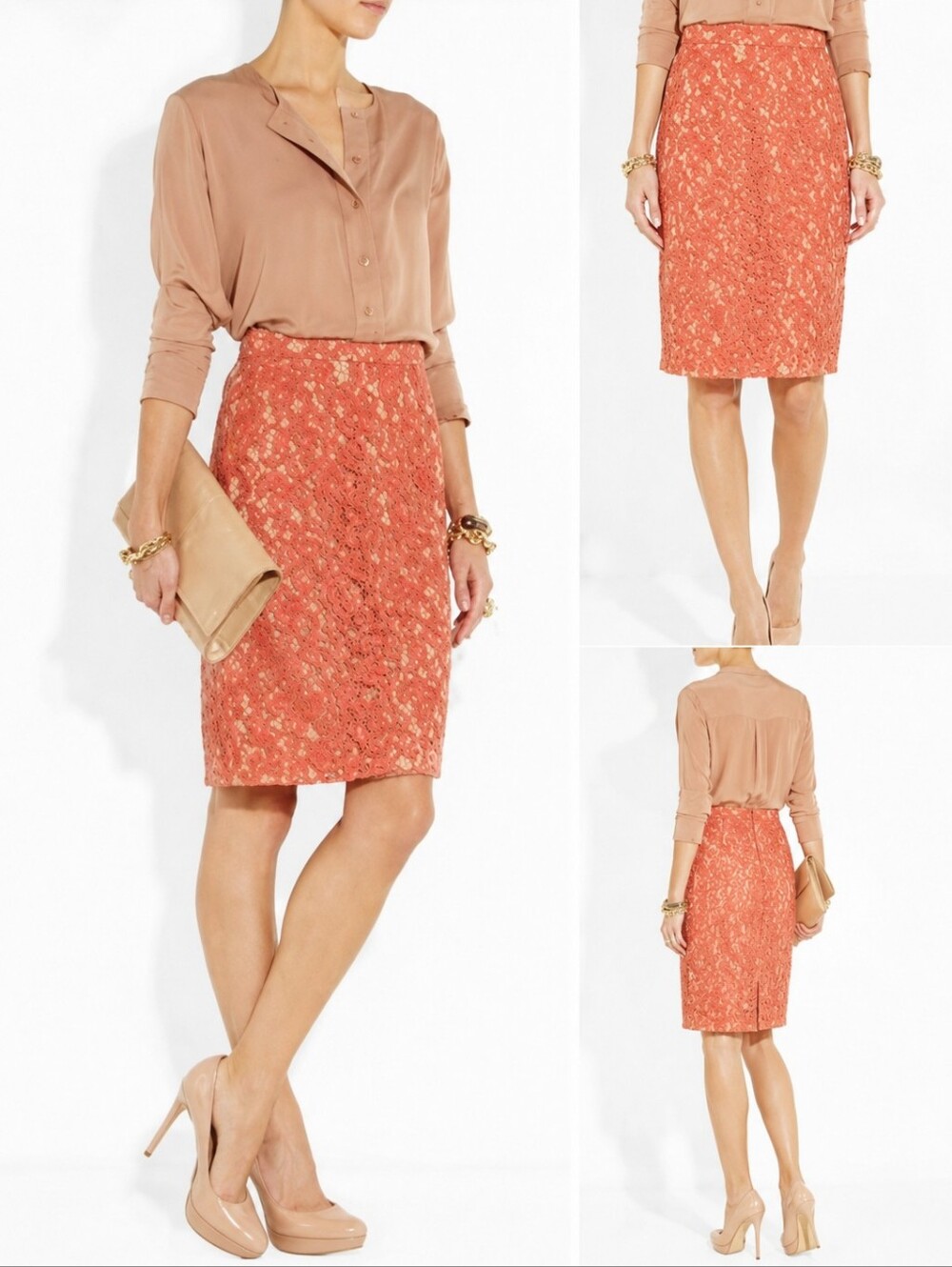 NWT Moschino Cheap & Chic Peach Lace Pencil Skirt sz 4